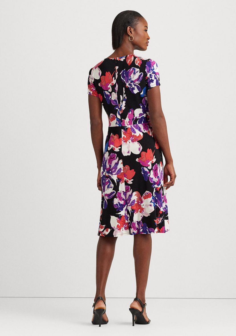 Floral Stretch Jersey Surplice Dress
