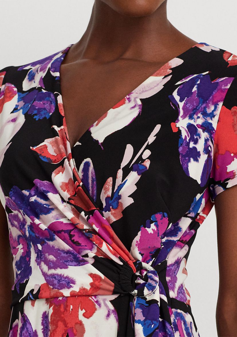 Floral Stretch Jersey Surplice Dress