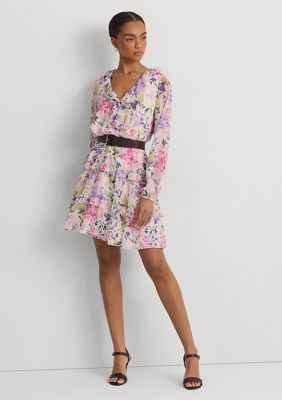 Lauren Ralph Lauren Floral Crinkle Georgette Surplice Dress | belk
