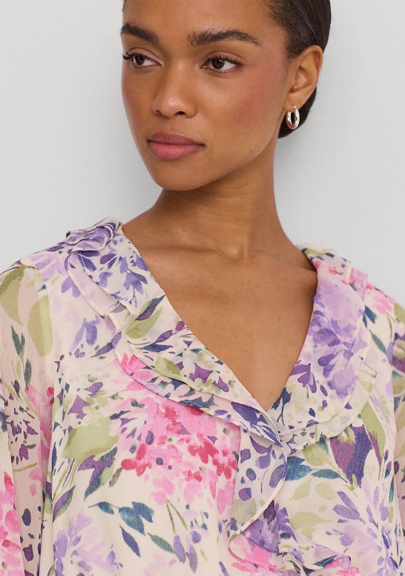 Floral Crinkle Georgette Surplice Dress