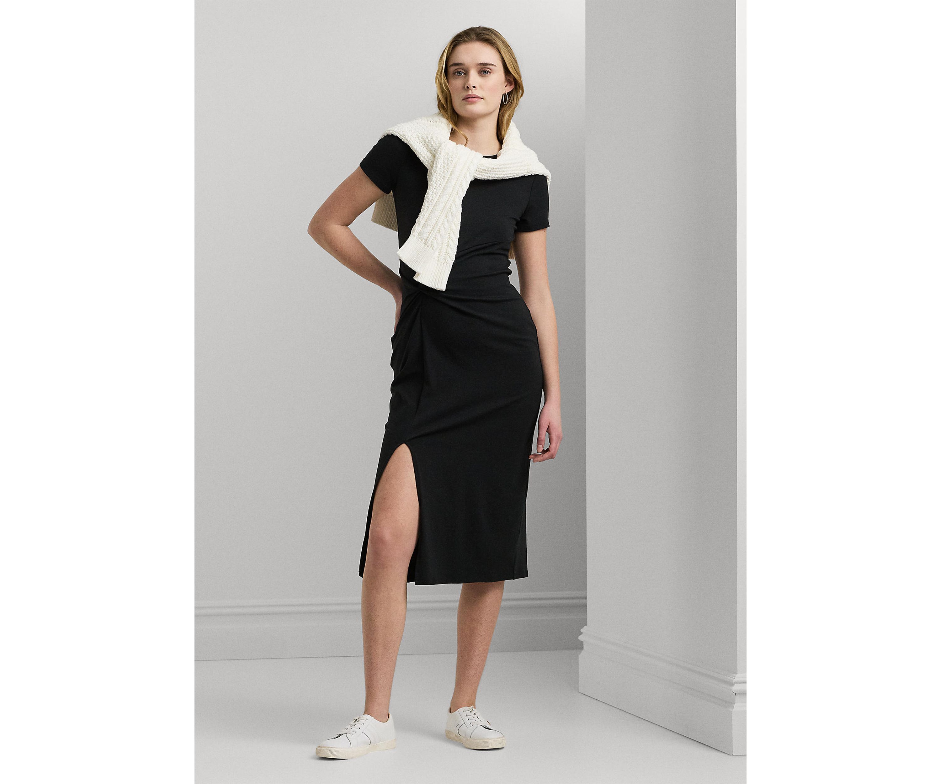 Womens Jersey Twist-Front Midi Dress