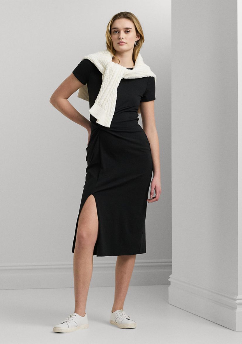 Womens Jersey Twist-Front Midi Dress