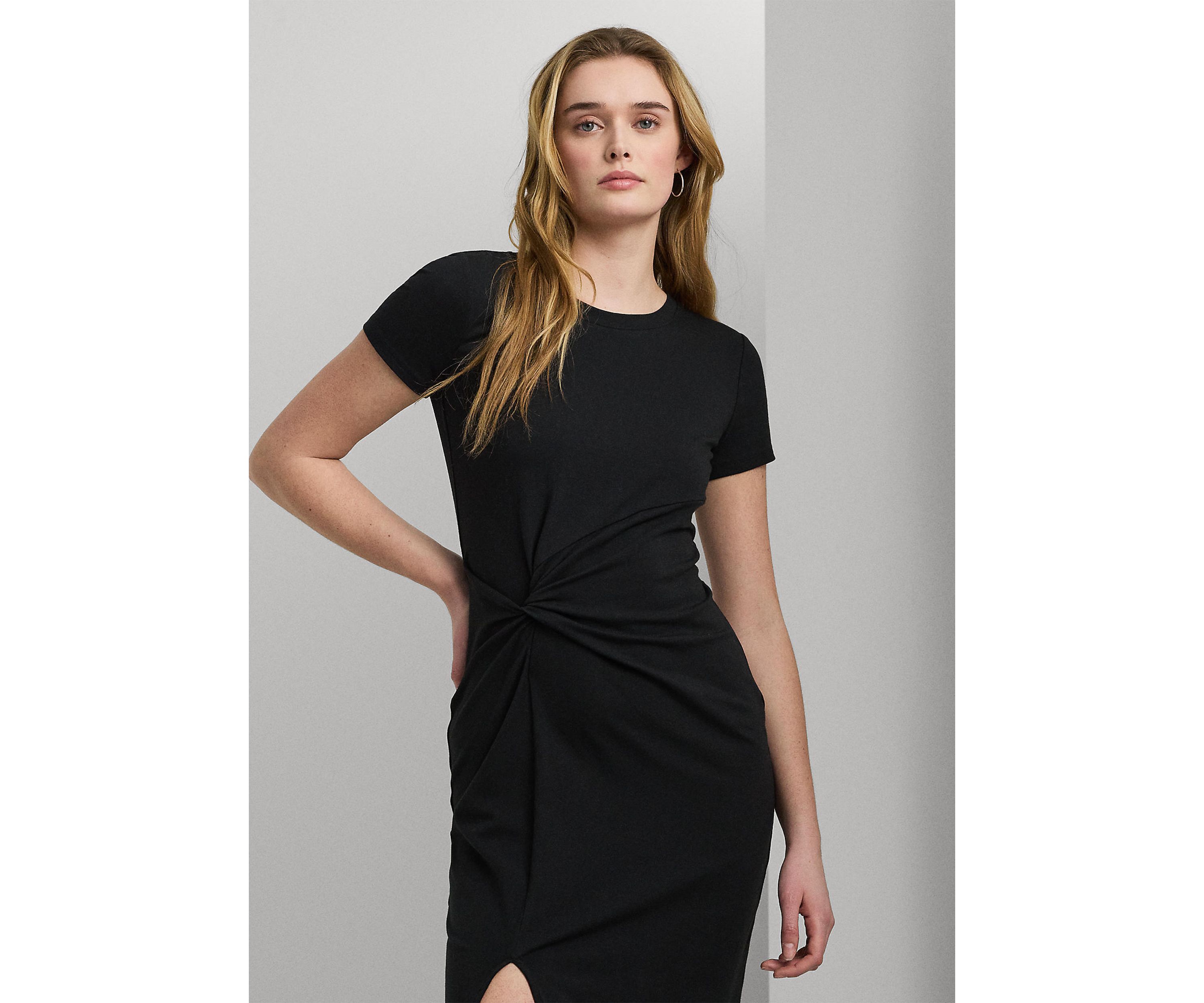 Womens Jersey Twist-Front Midi Dress