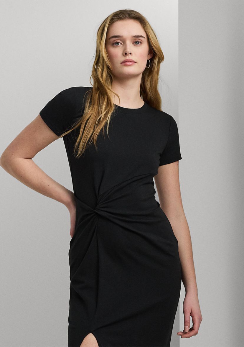 Womens Jersey Twist-Front Midi Dress