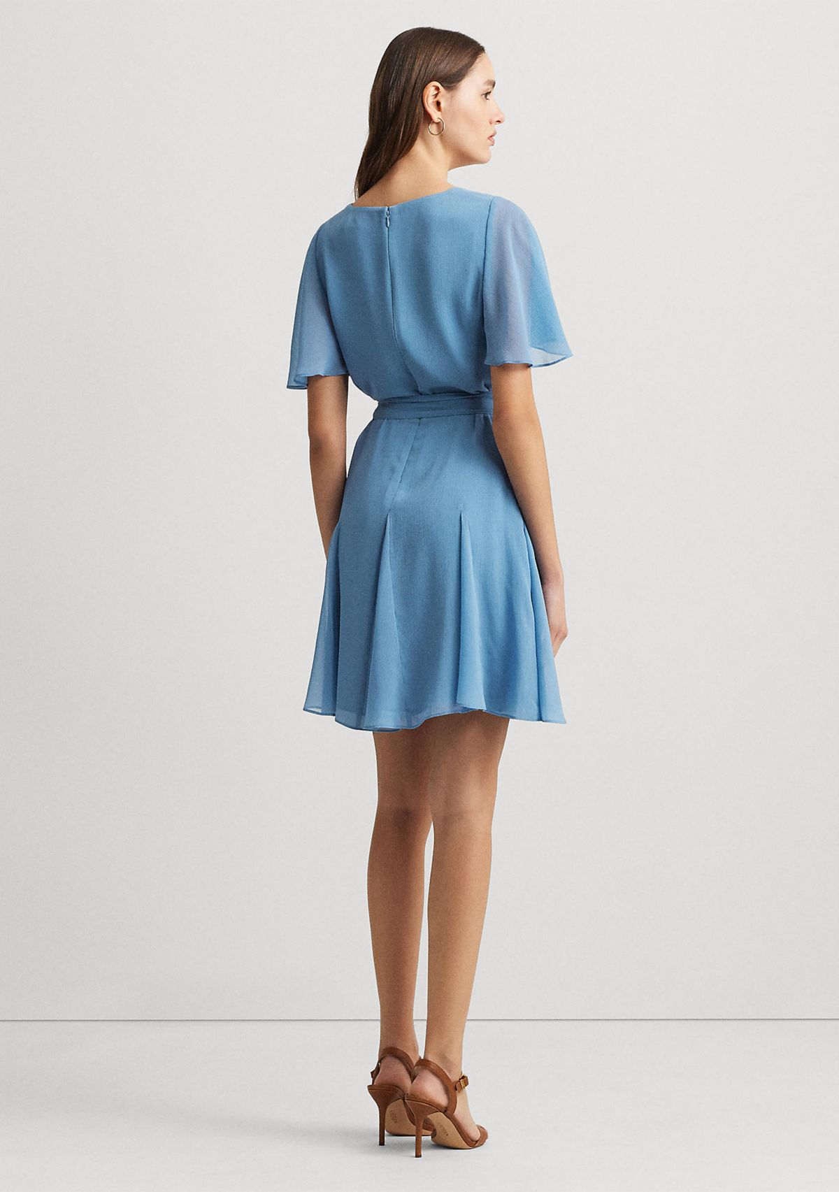 Crinkle Georgette Surplice Dress