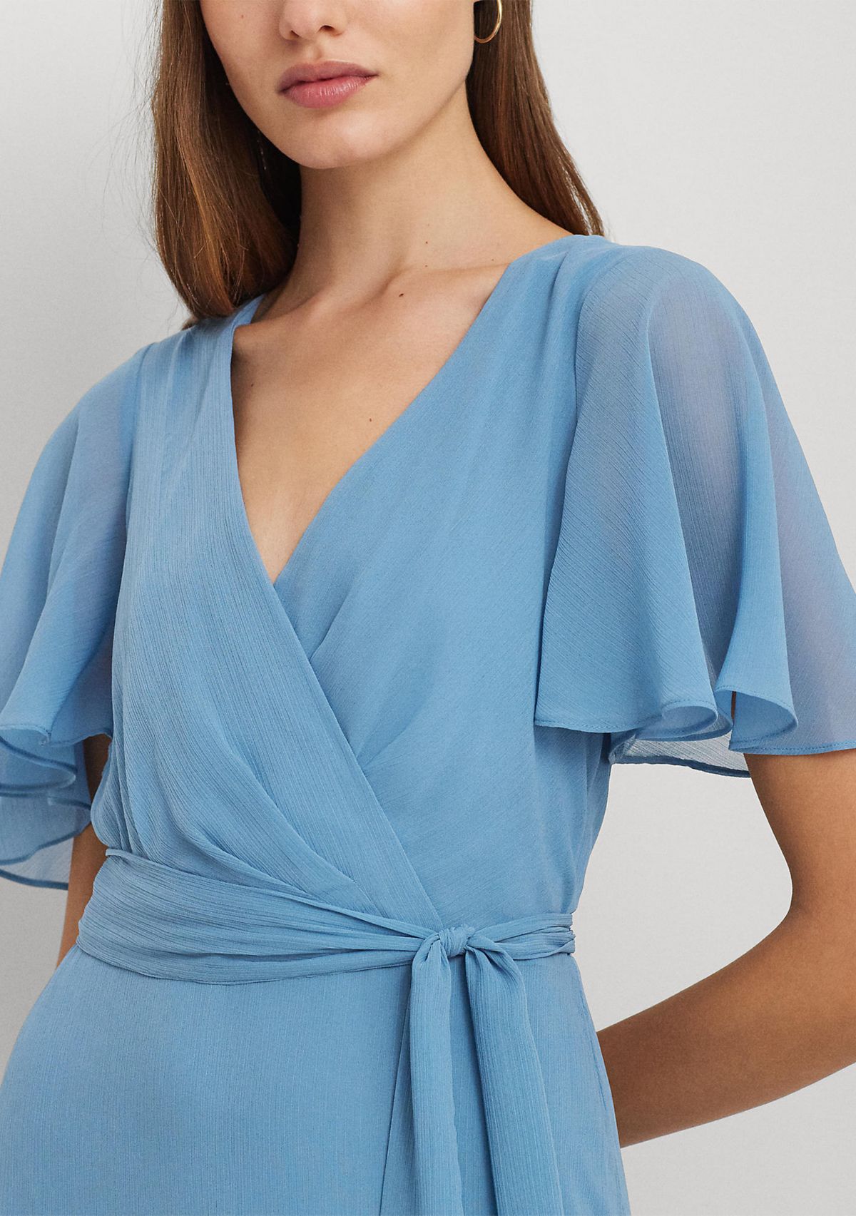 Crinkle Georgette Surplice Dress
