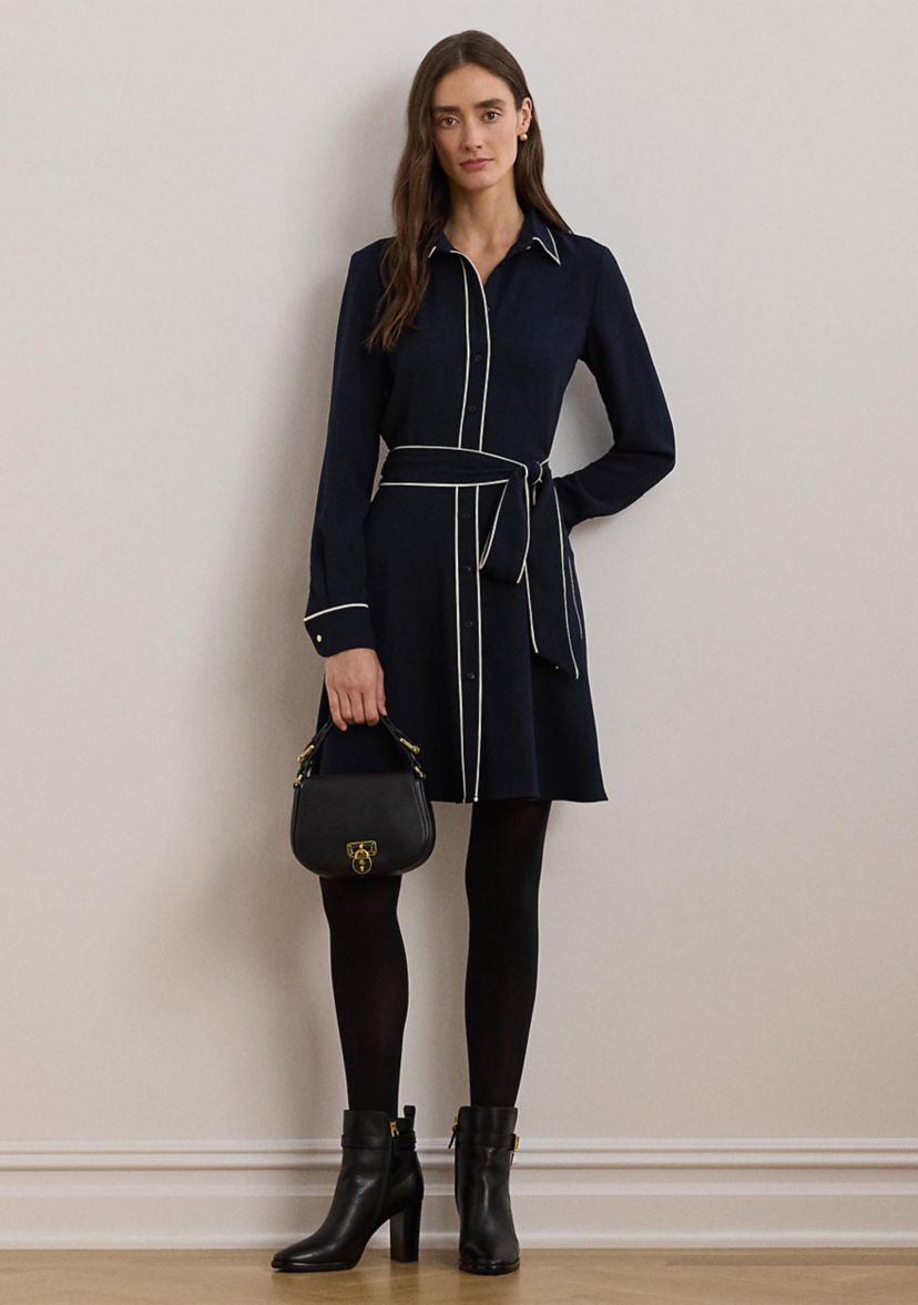 Two Tone Belted Georgette Shirtdress