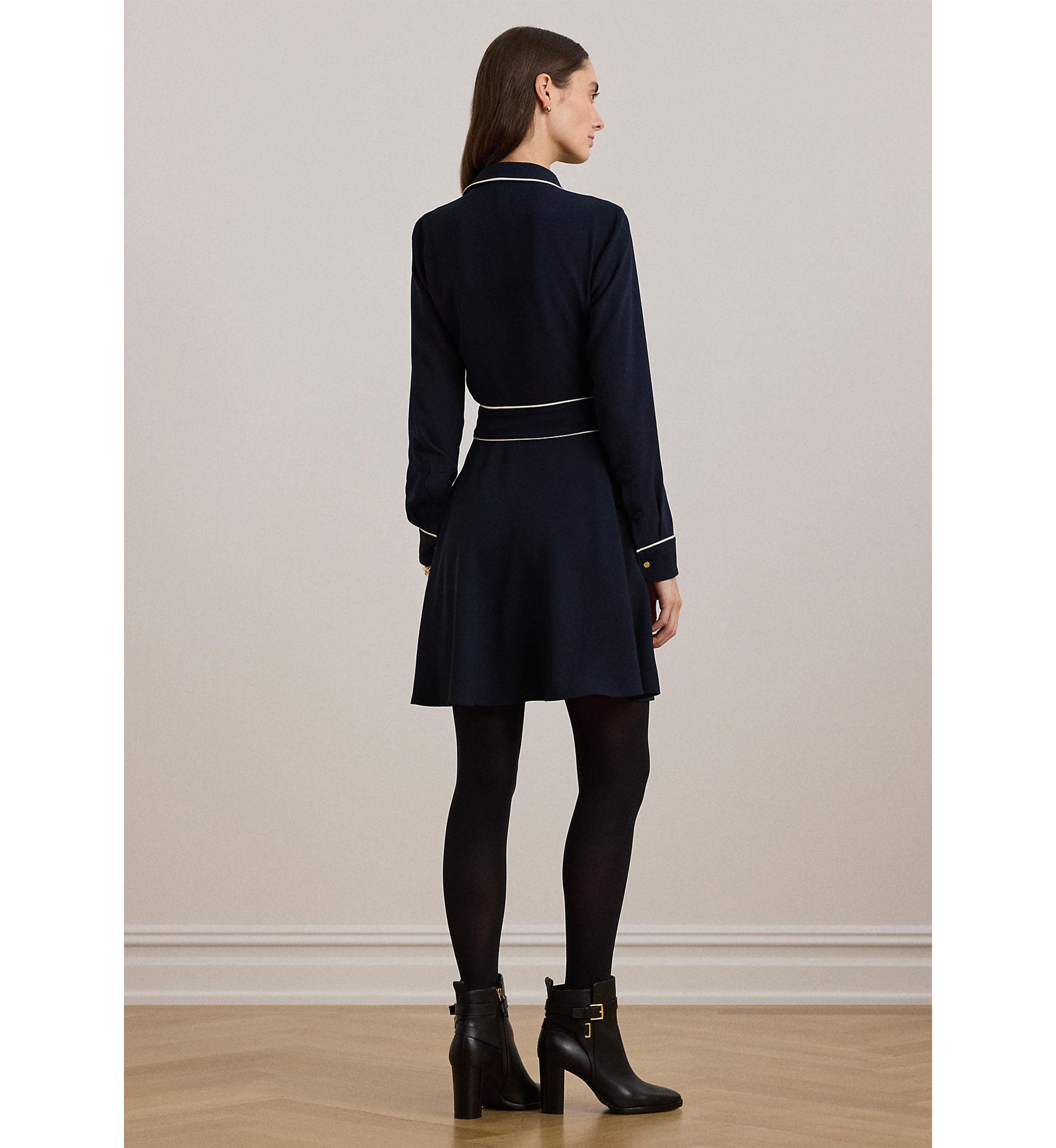 Two Tone Belted Georgette Shirtdress