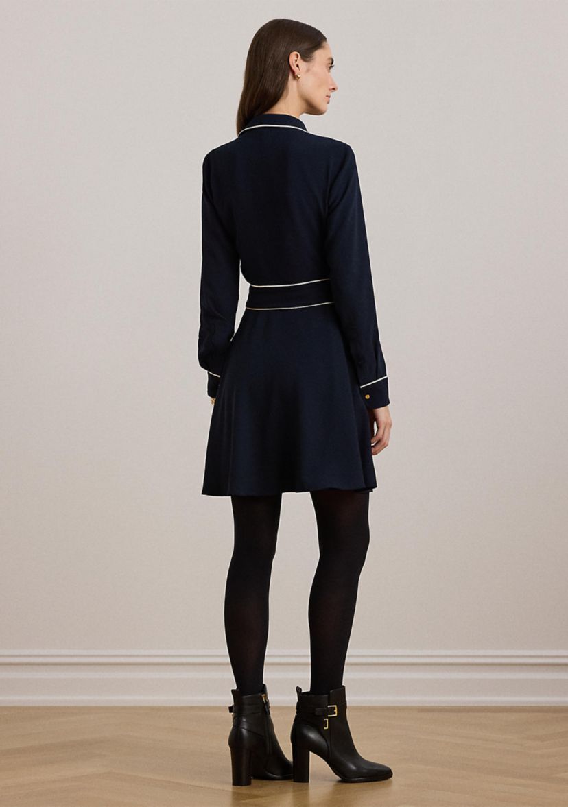 Two Tone Belted Georgette Shirtdress