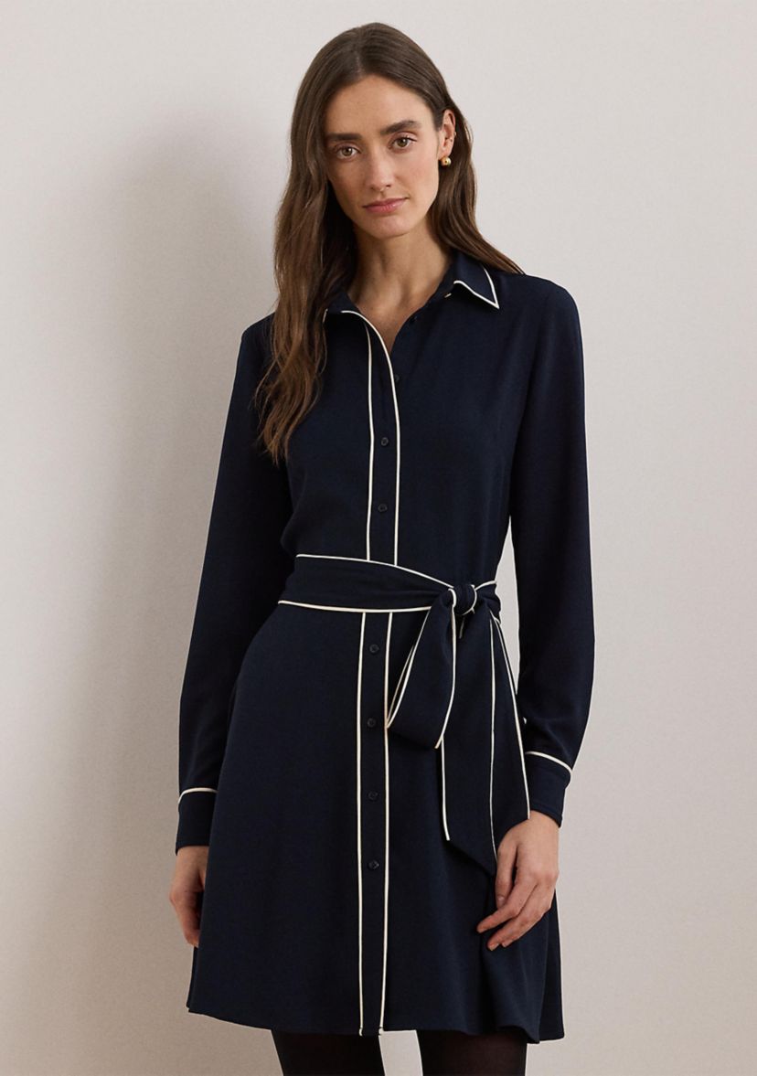 Two Tone Belted Georgette Shirtdress