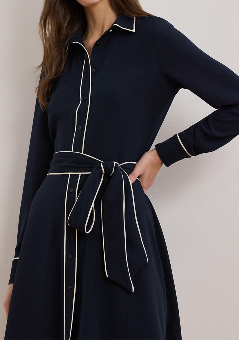 Two Tone Belted Georgette Shirtdress
