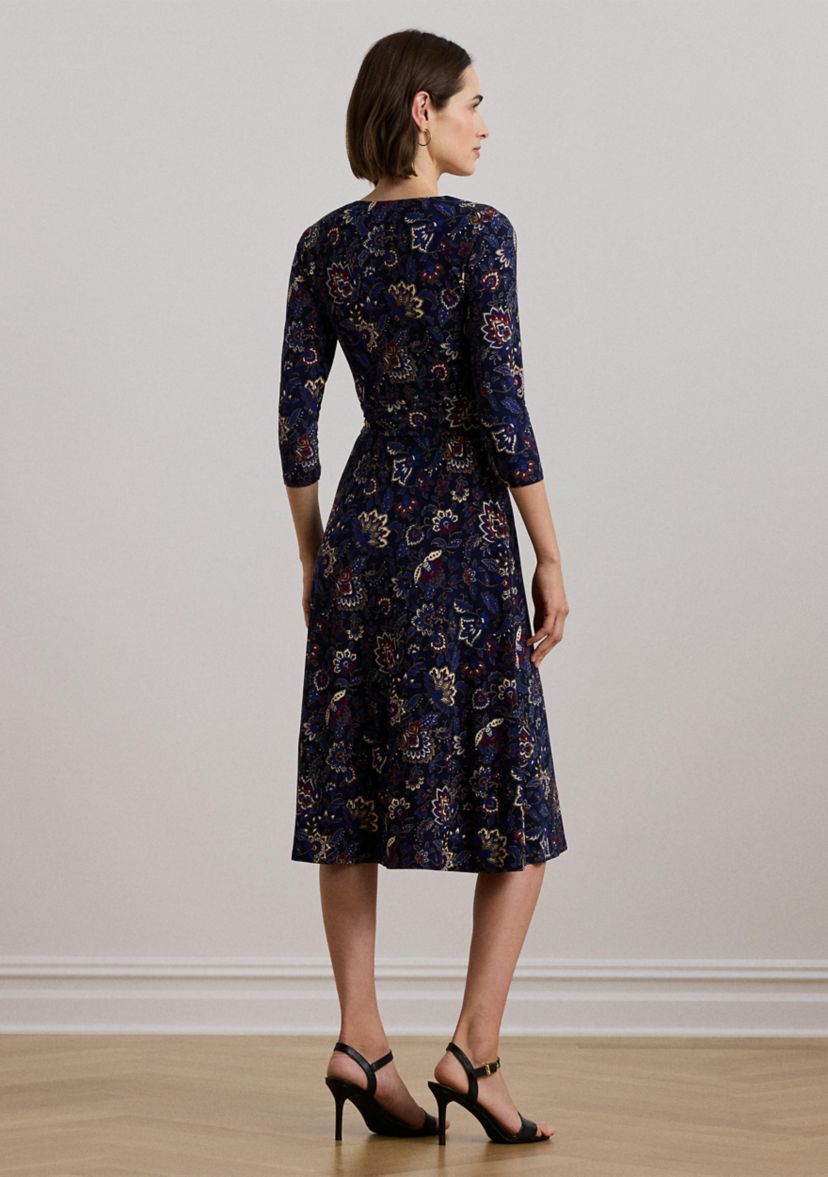 Floral Surplice Stretch Jersey Dress