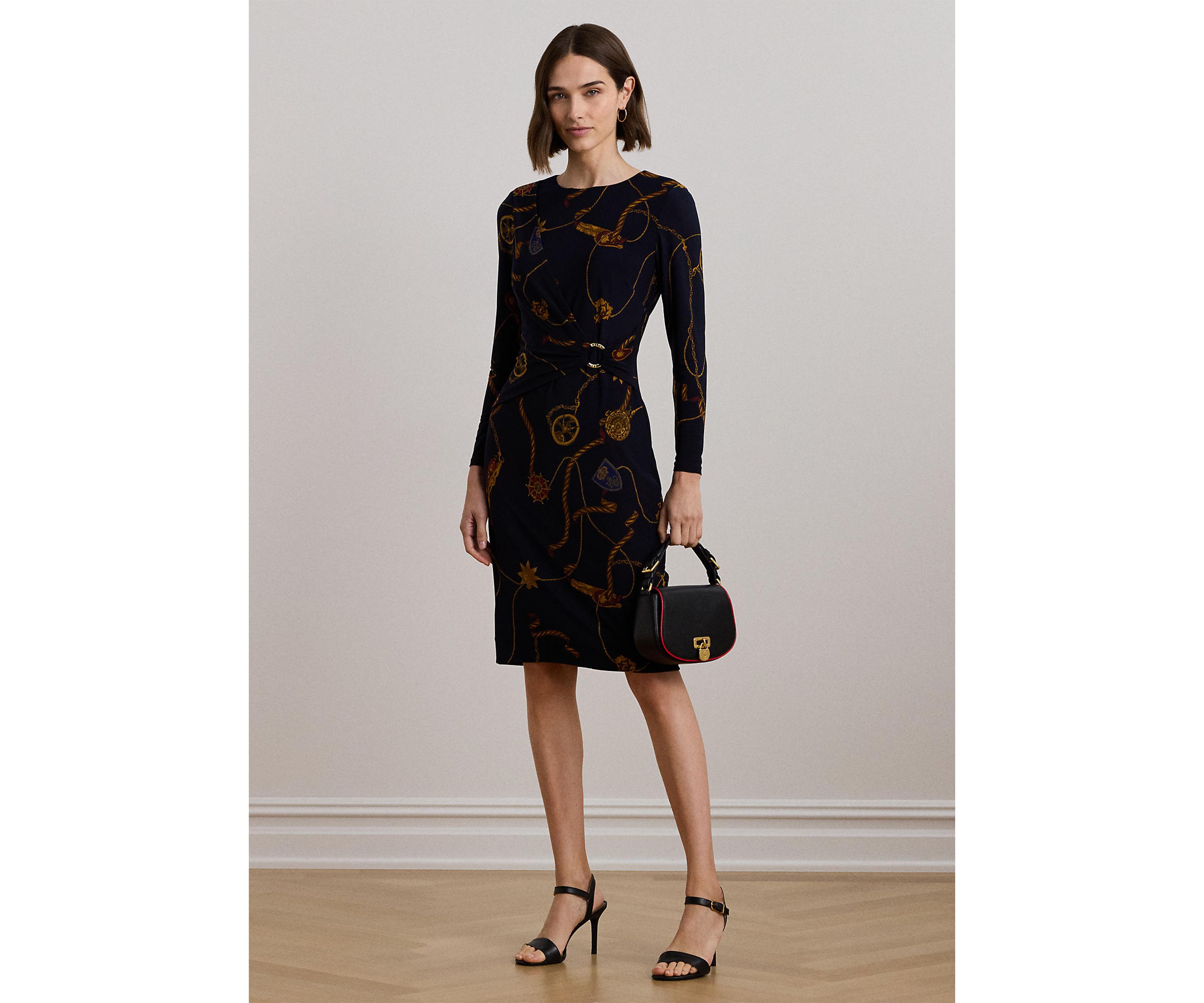 Print Jersey 3/4 Sleeve Dress