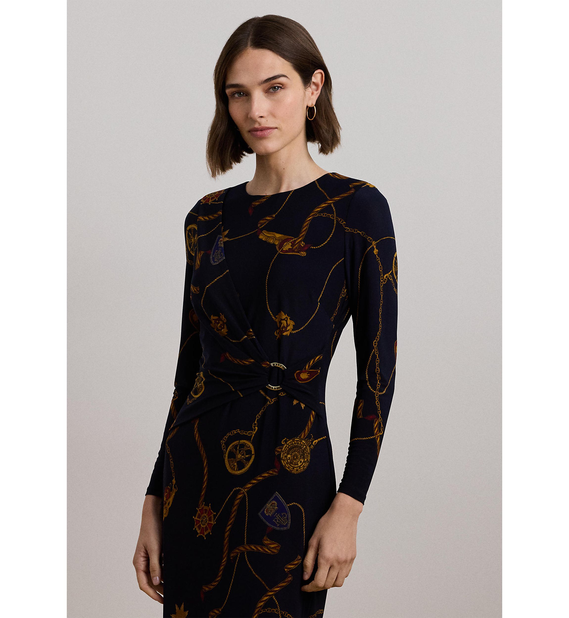Print Jersey 3/4 Sleeve Dress