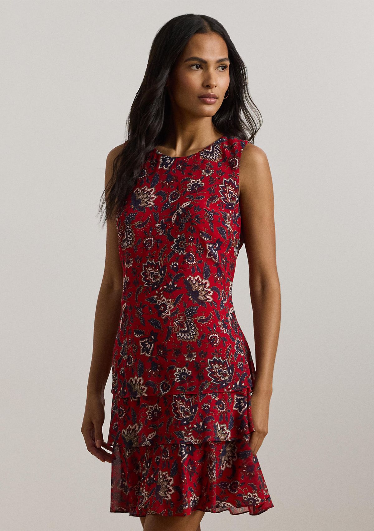 Floral Crinkle Georgette Shift Dress