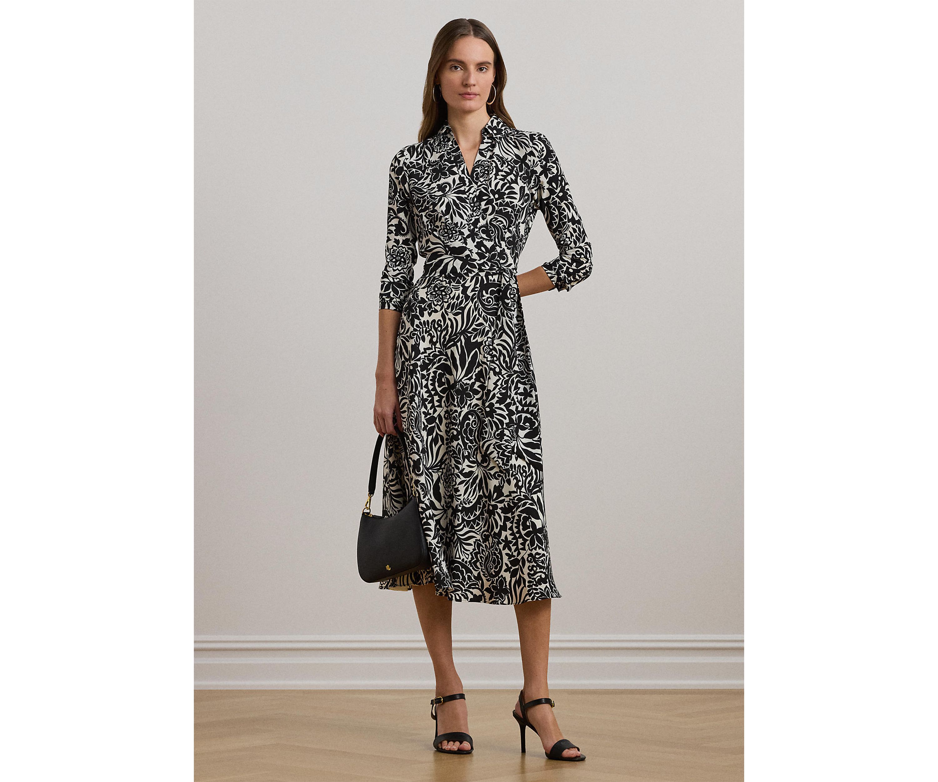 Womens Surplice Georgette Midi Dress