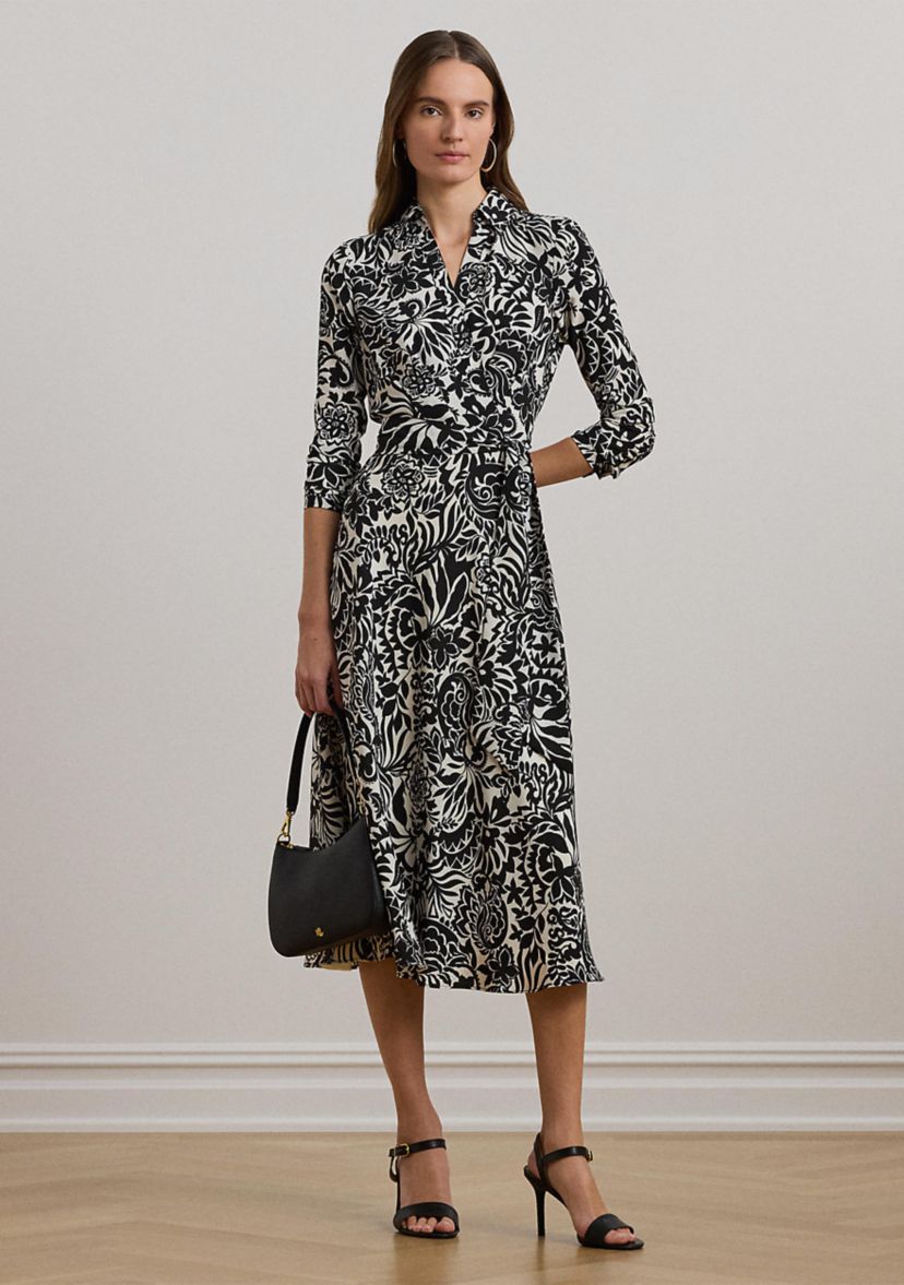 Womens Surplice Georgette Midi Dress