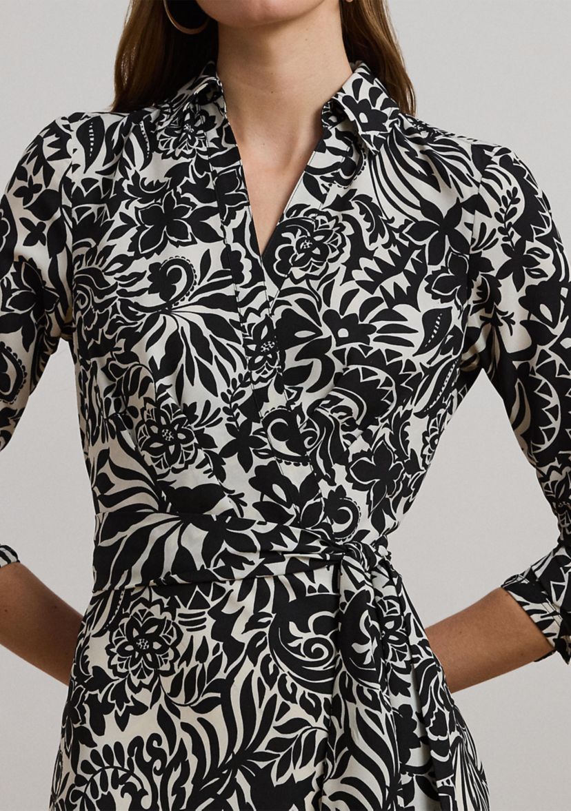 Womens Surplice Georgette Midi Dress