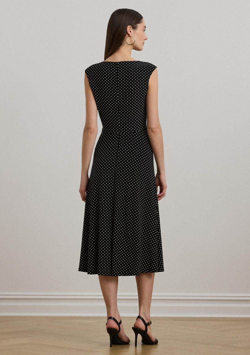 Polka Dot Twist-Front Jersey Dress
