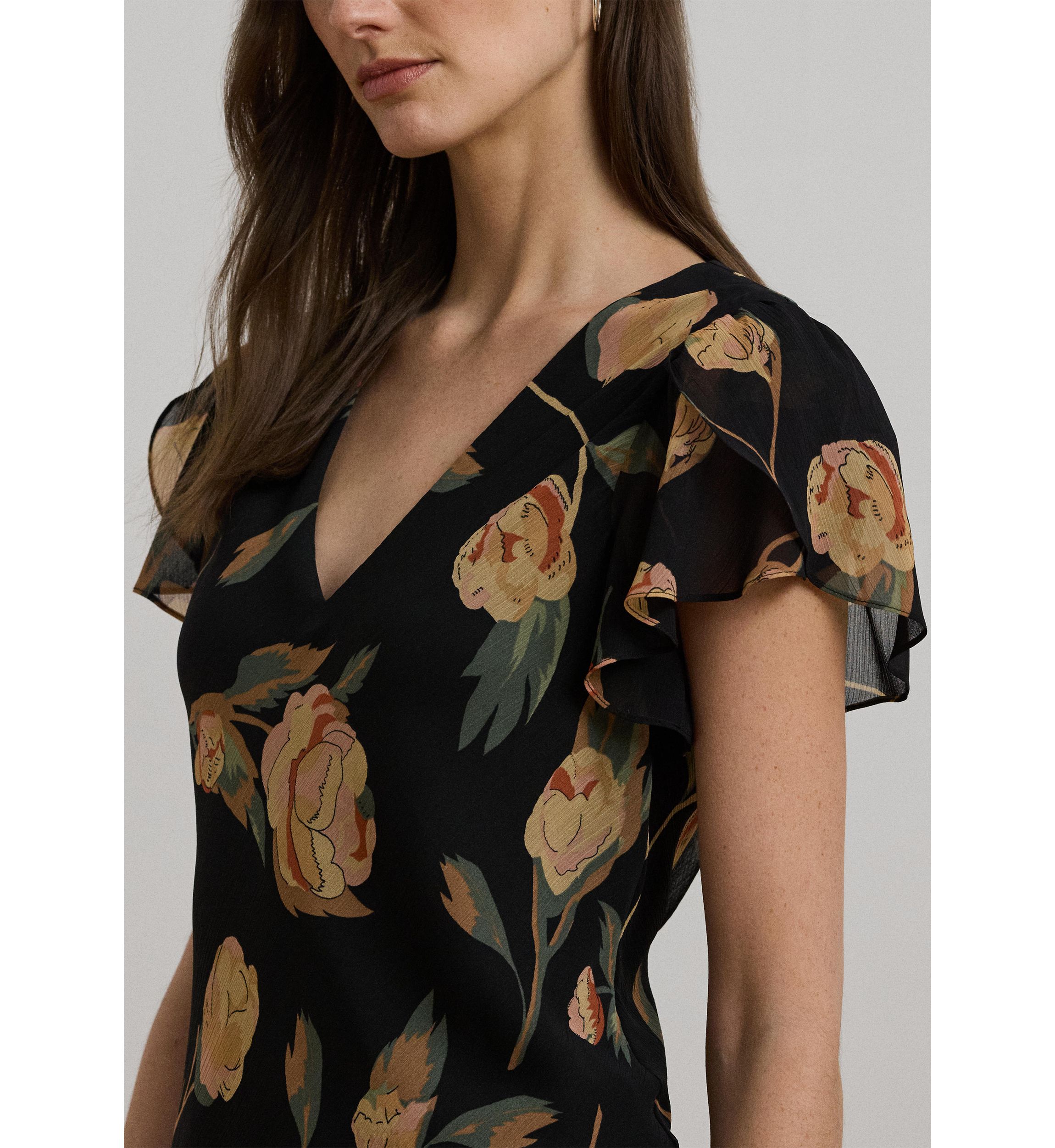 Floral Georgette Drop Waist Dress