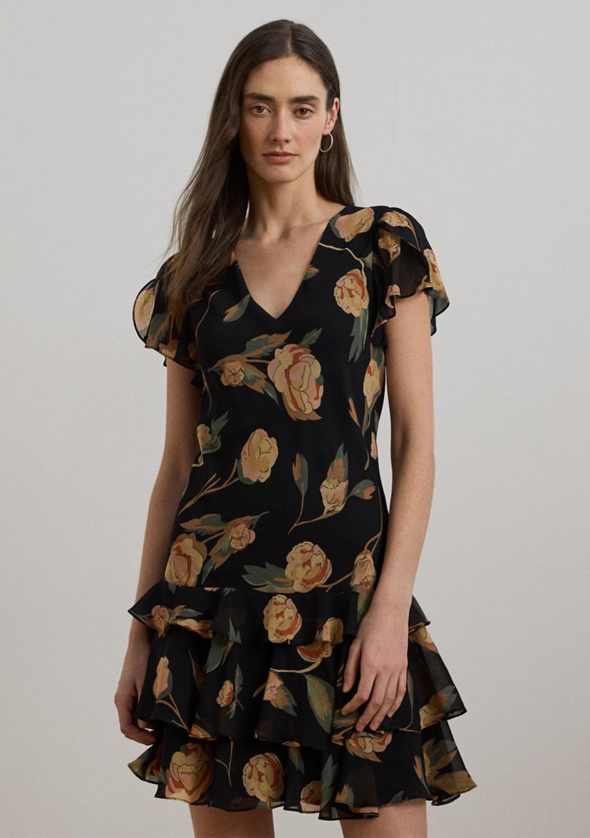 Floral Georgette Drop Waist Dress