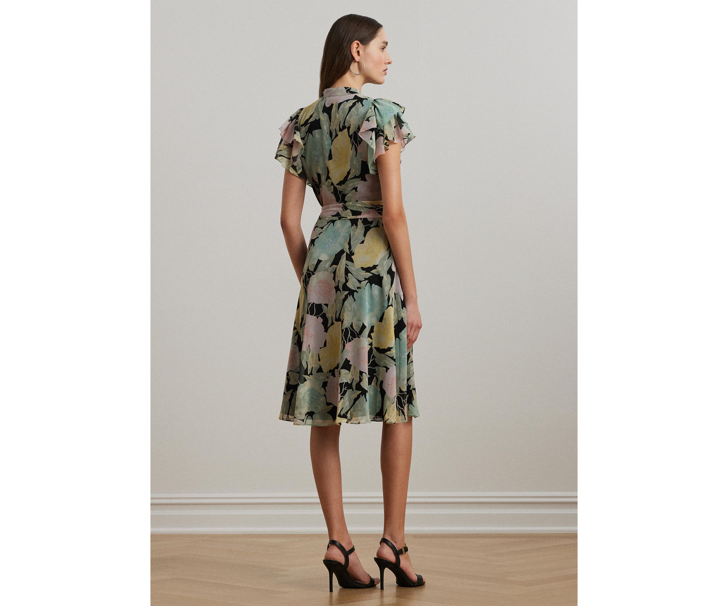 Floral Belted Georgette Shirtdress