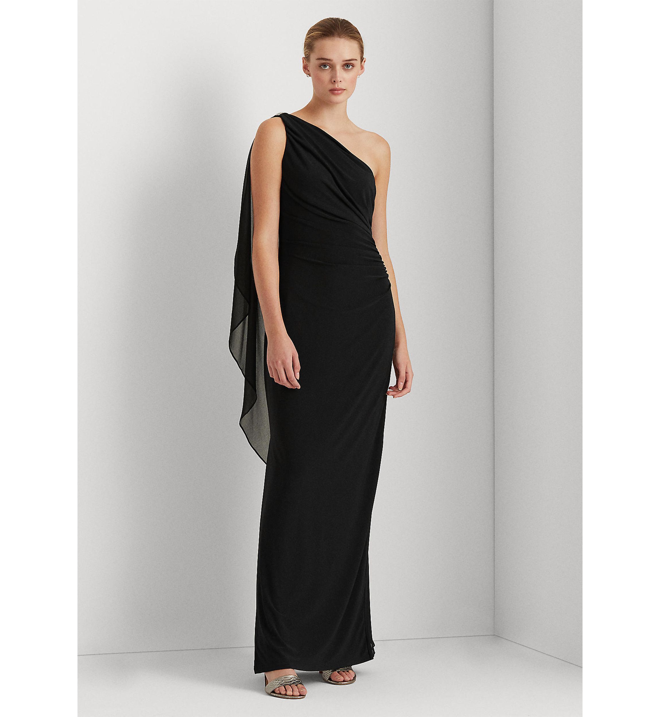 Jersey One-Shoulder Gown