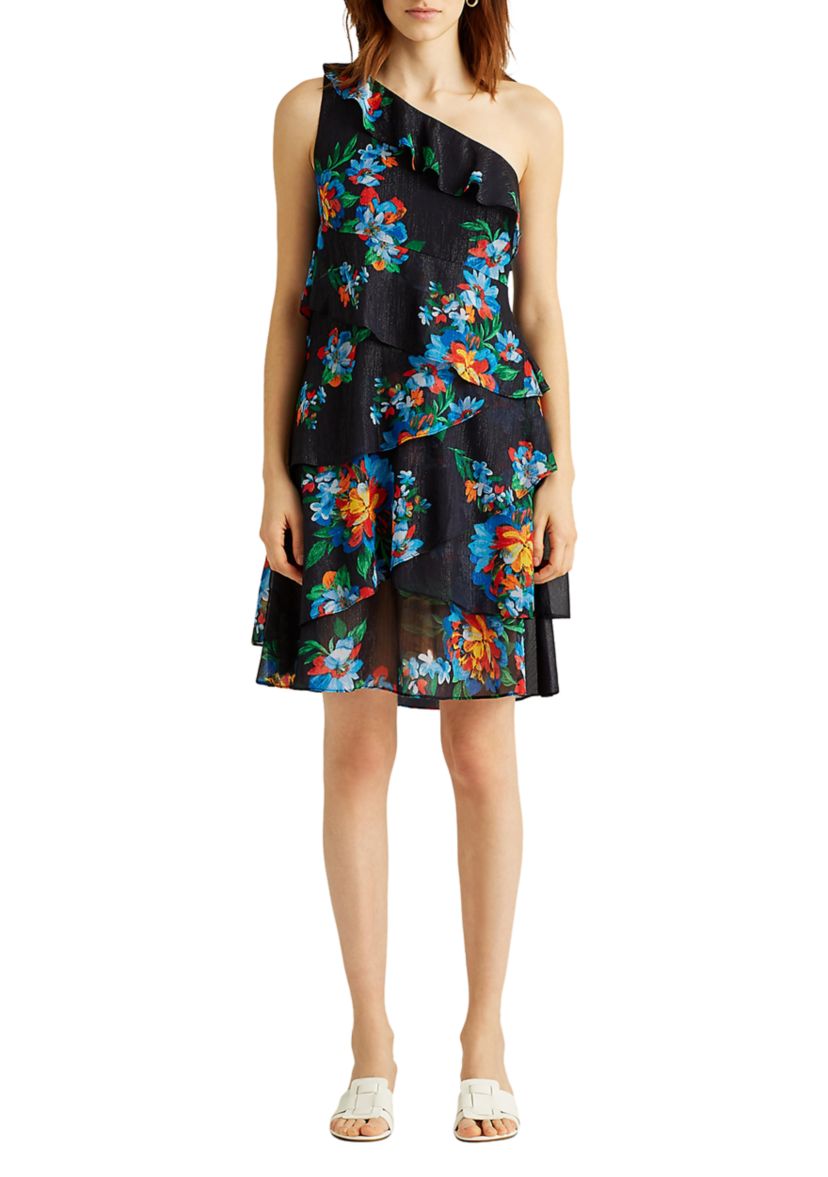 Floral Metallic Georgette Dress