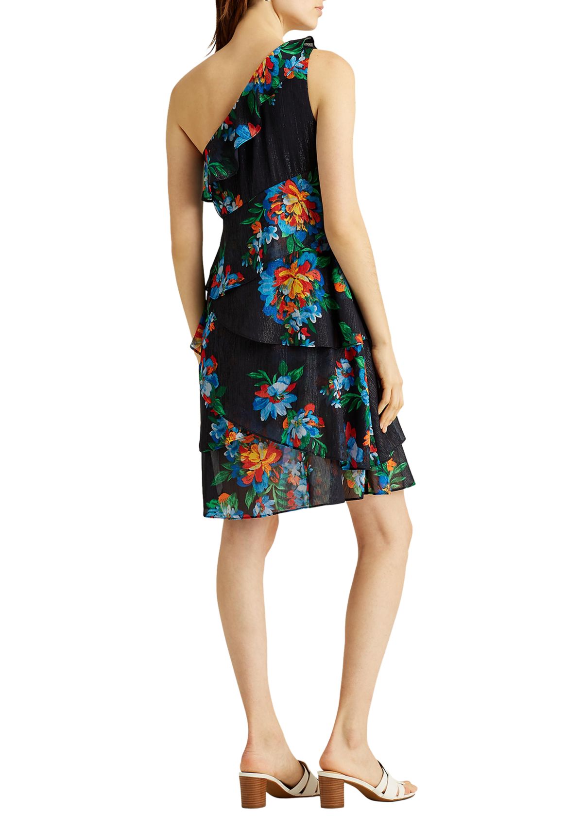 Floral Metallic Georgette Dress