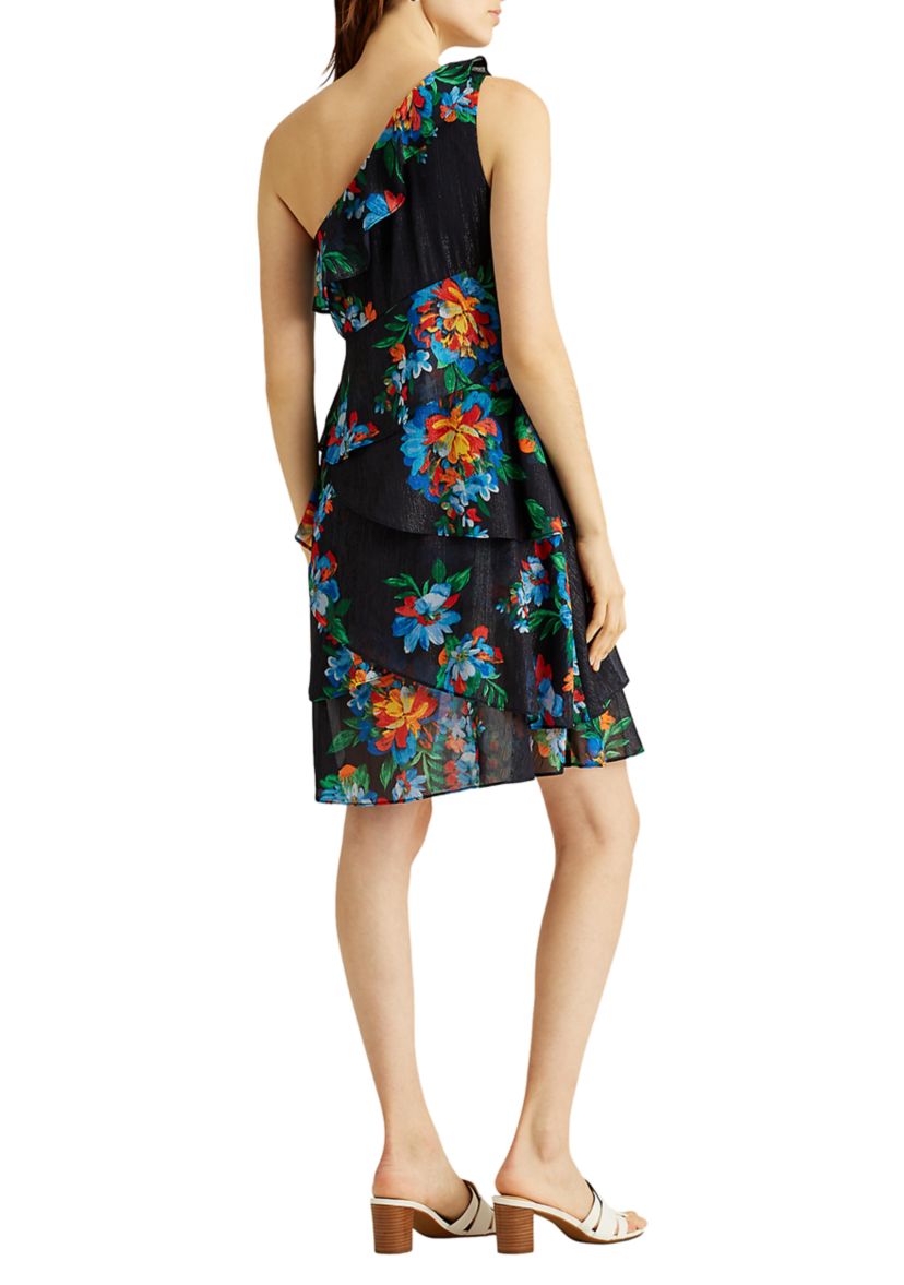 Floral Metallic Georgette Dress