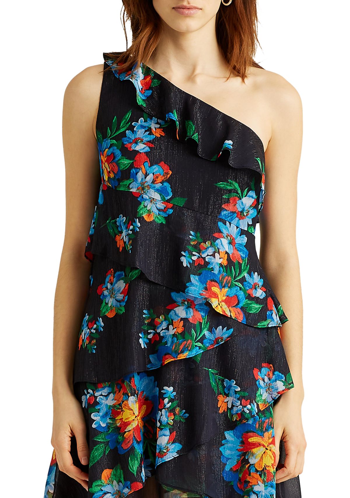 Floral Metallic Georgette Dress