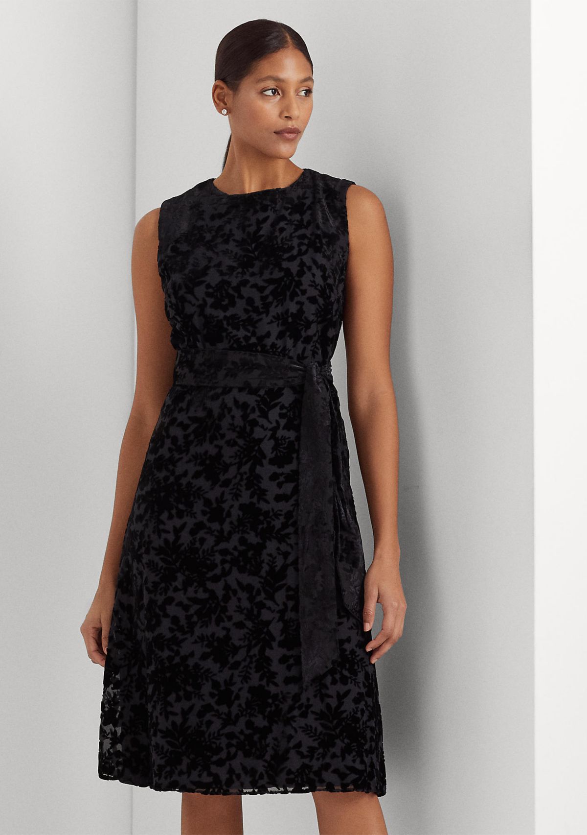 Womens Burn Out Velvet Cocktail Dress