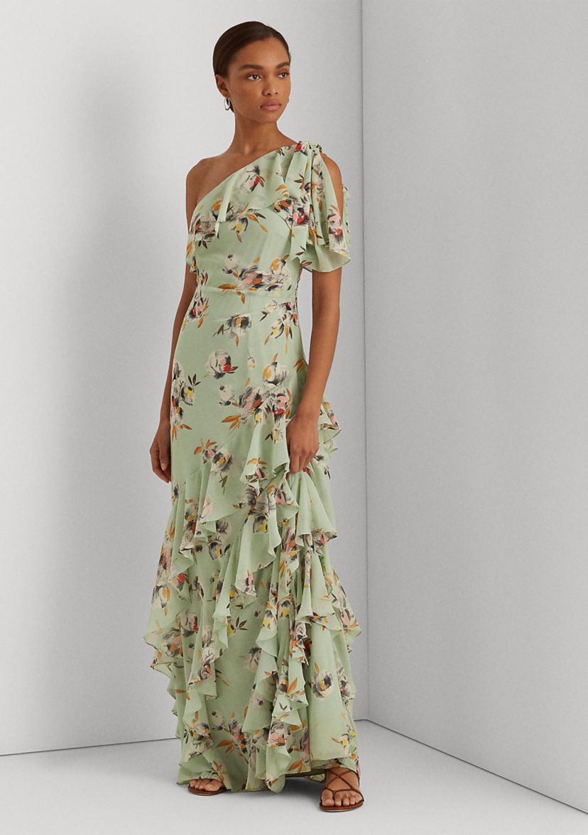Lauren Ralph Lauren Floral Crinkled Georgette Gown | Belk