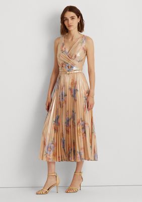 Lauren Ralph Lauren Pleated Metallic Floral Dress | belk
