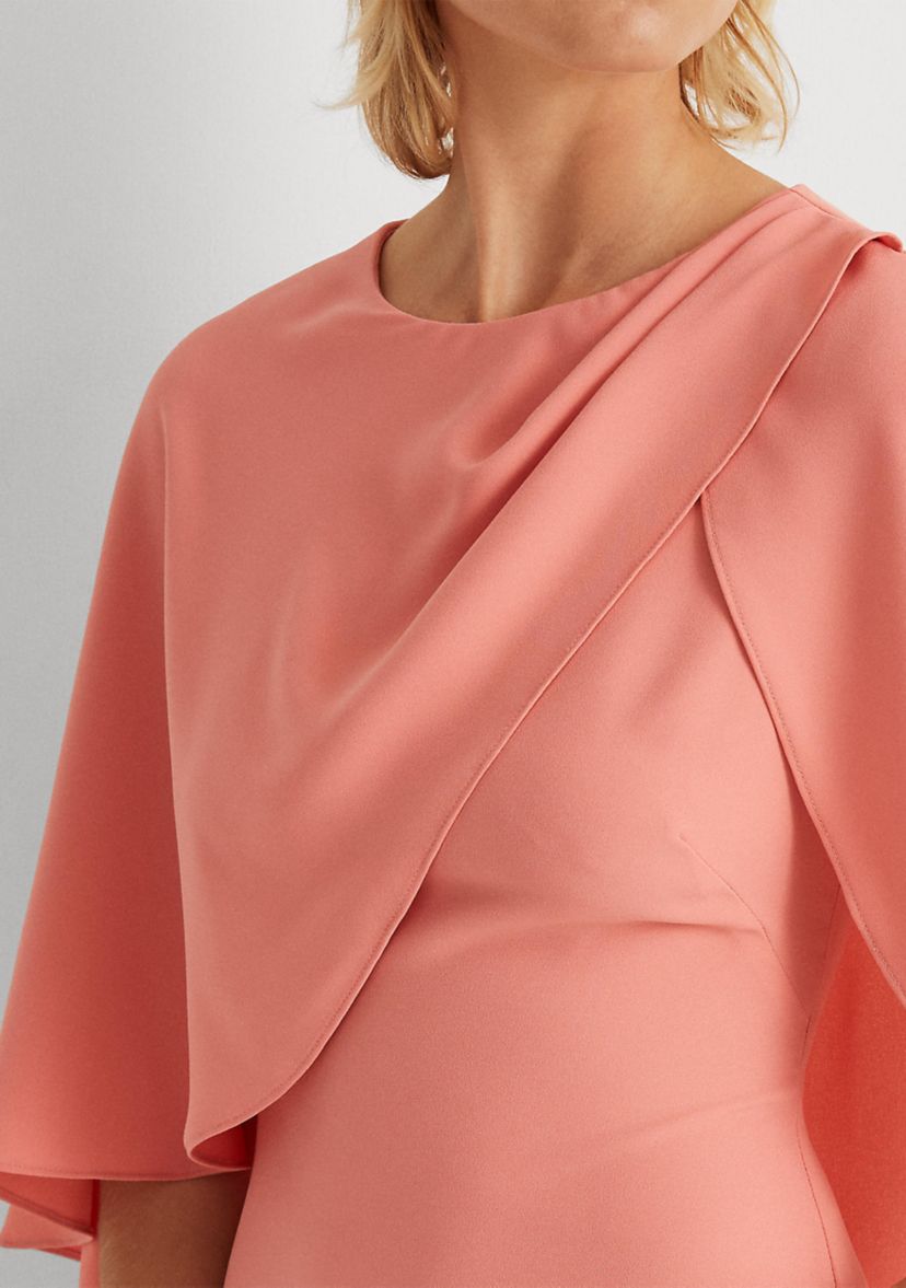 georgette cape cocktail dress $195 Ralph Lauren Women's Pink Georgette Cape Cocktail Sheath Dress Size 6