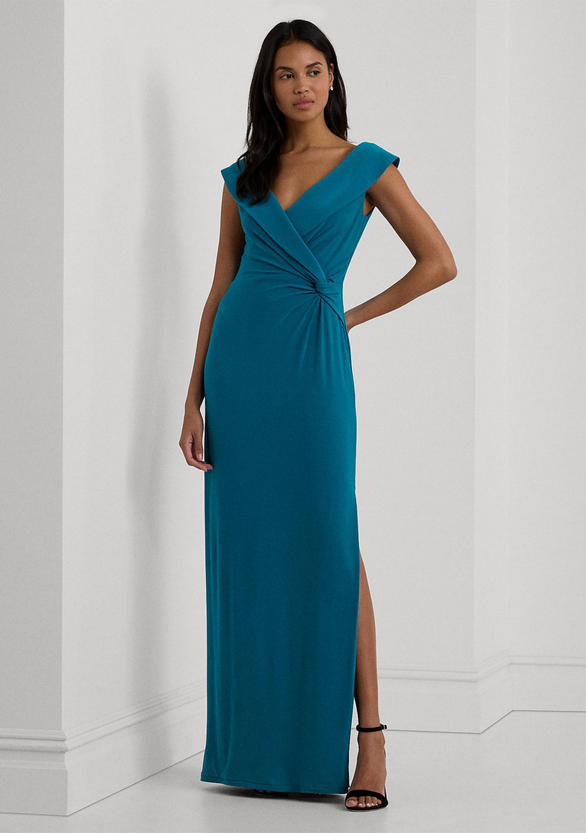 Womens Jersey Off-the-Shoulder Gown
