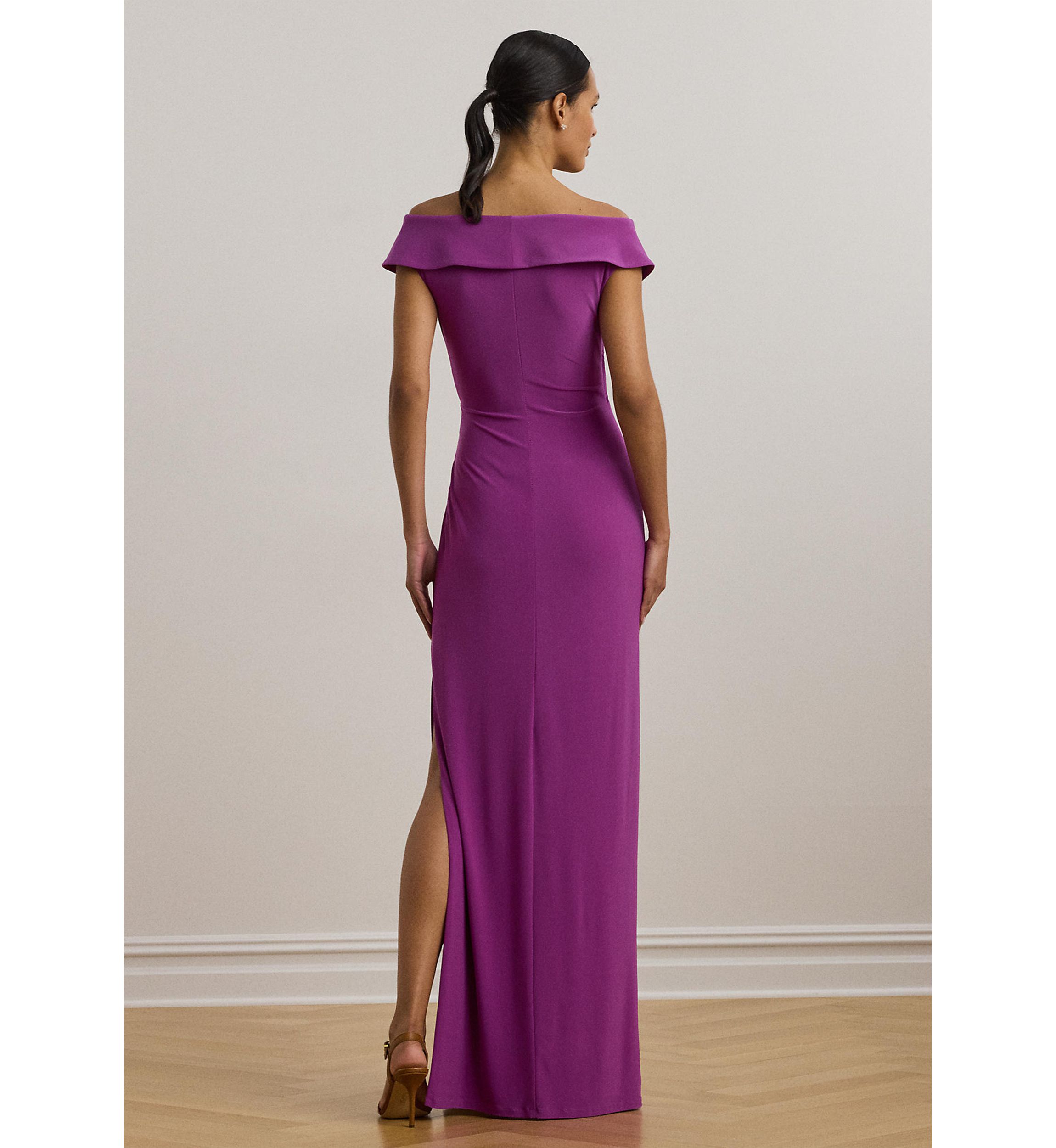 Jersey Off the Shoulder Gown