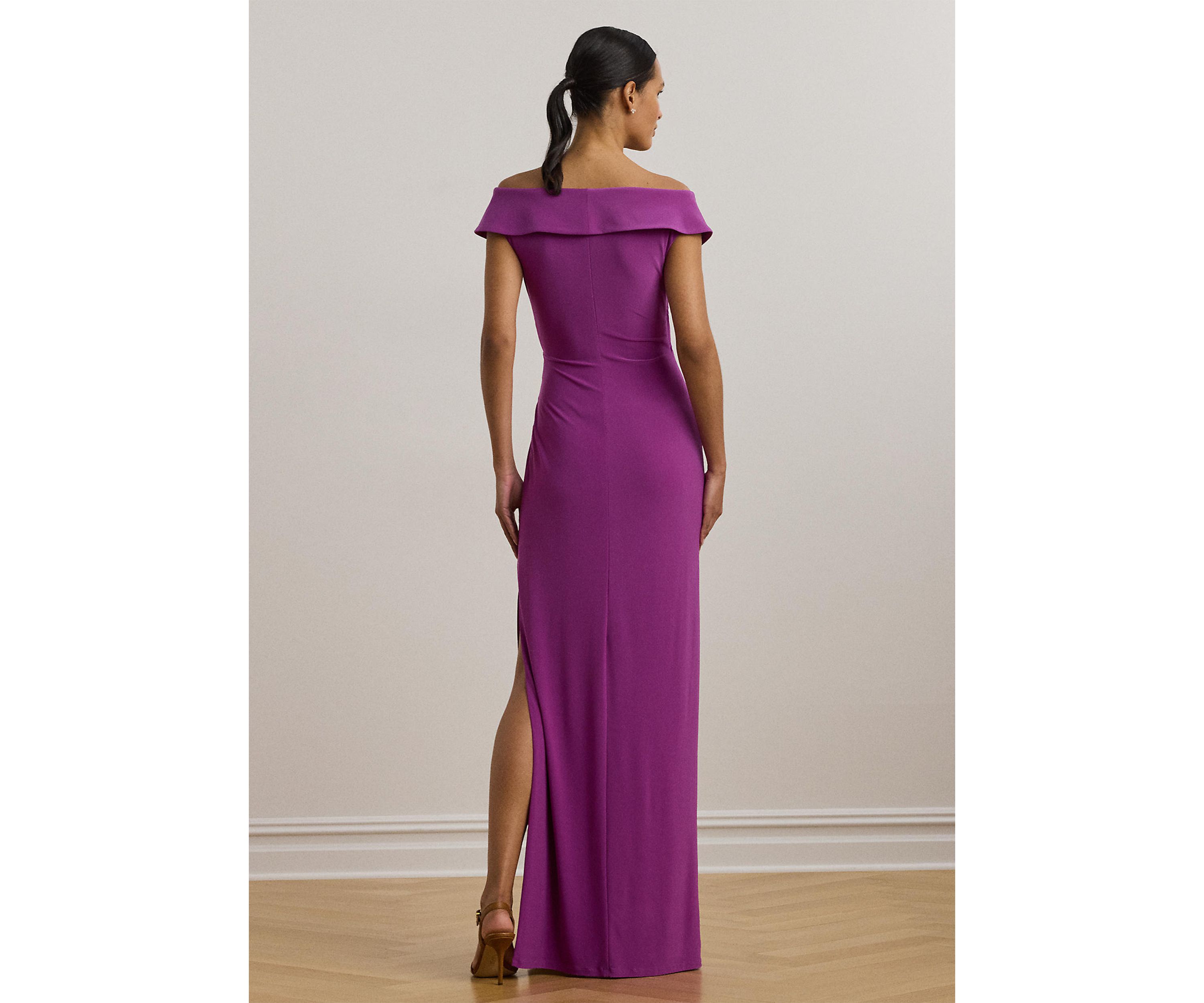 Jersey Off the Shoulder Gown