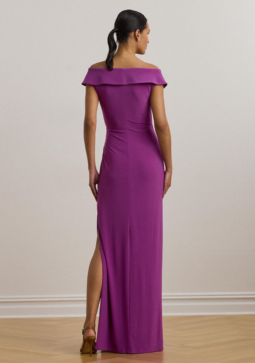 Jersey Off the Shoulder Gown