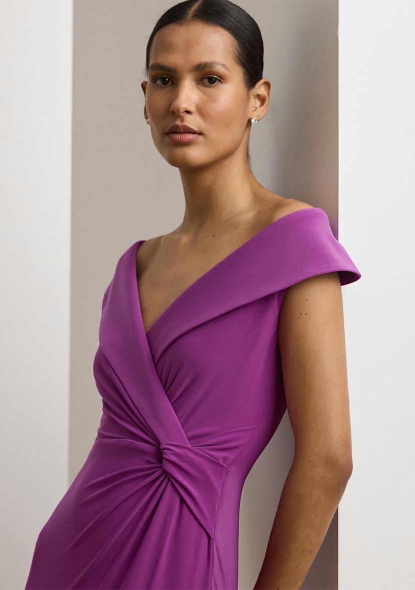 Jersey Off the Shoulder Gown