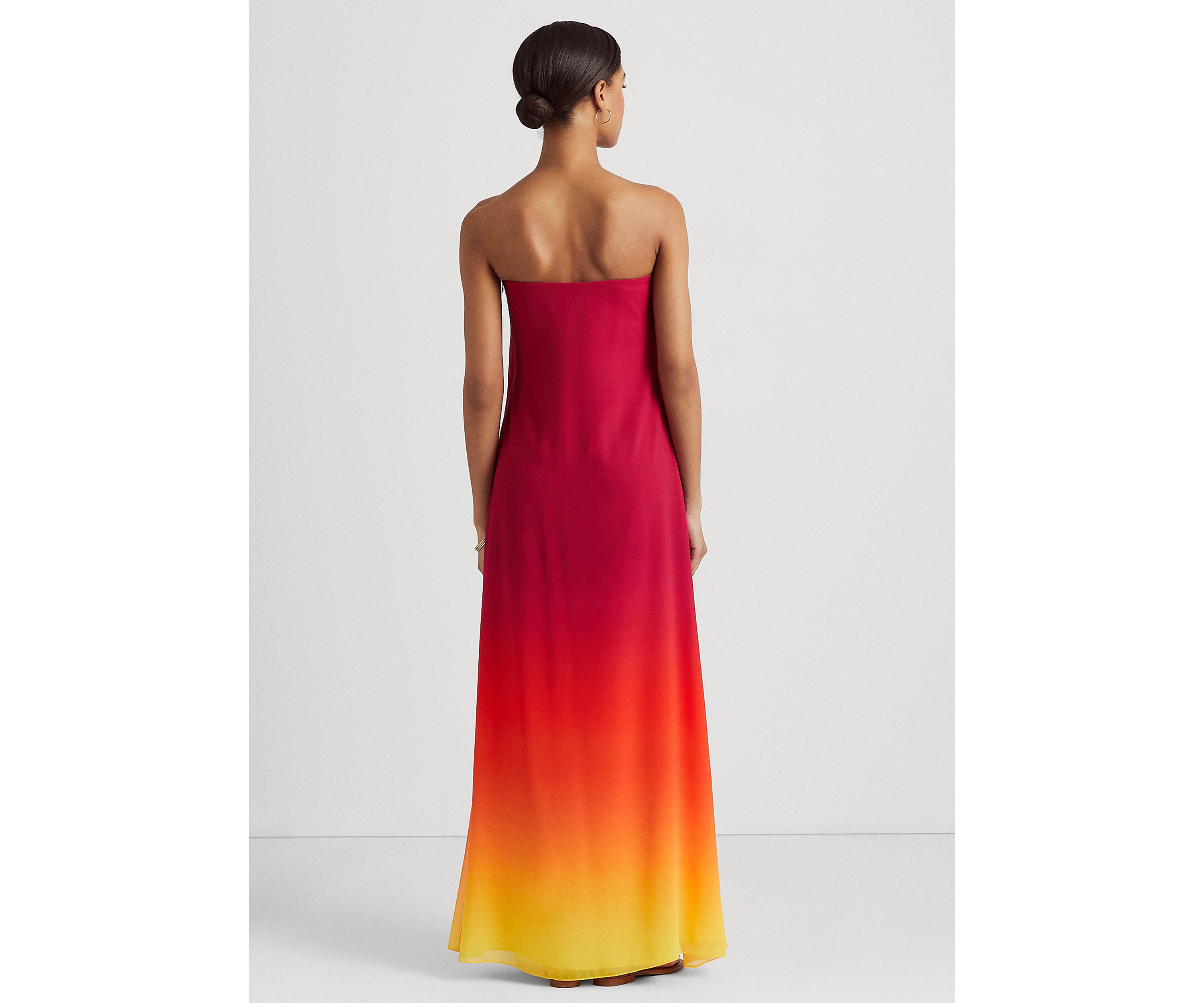 Ombré Strapless Chiffon Gown