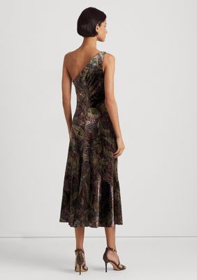 Lauren Ralph Lauren Paisley Velvet One Shoulder Cocktail Dress | belk