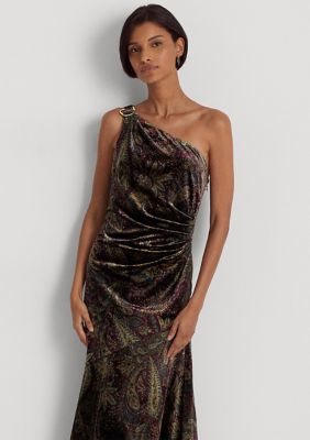 Lauren Ralph Lauren Paisley Velvet One Shoulder Cocktail Dress | belk