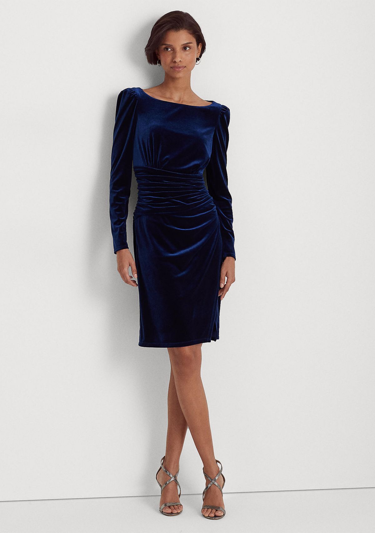 Velvet Puff-Sleeve Cocktail Dress
