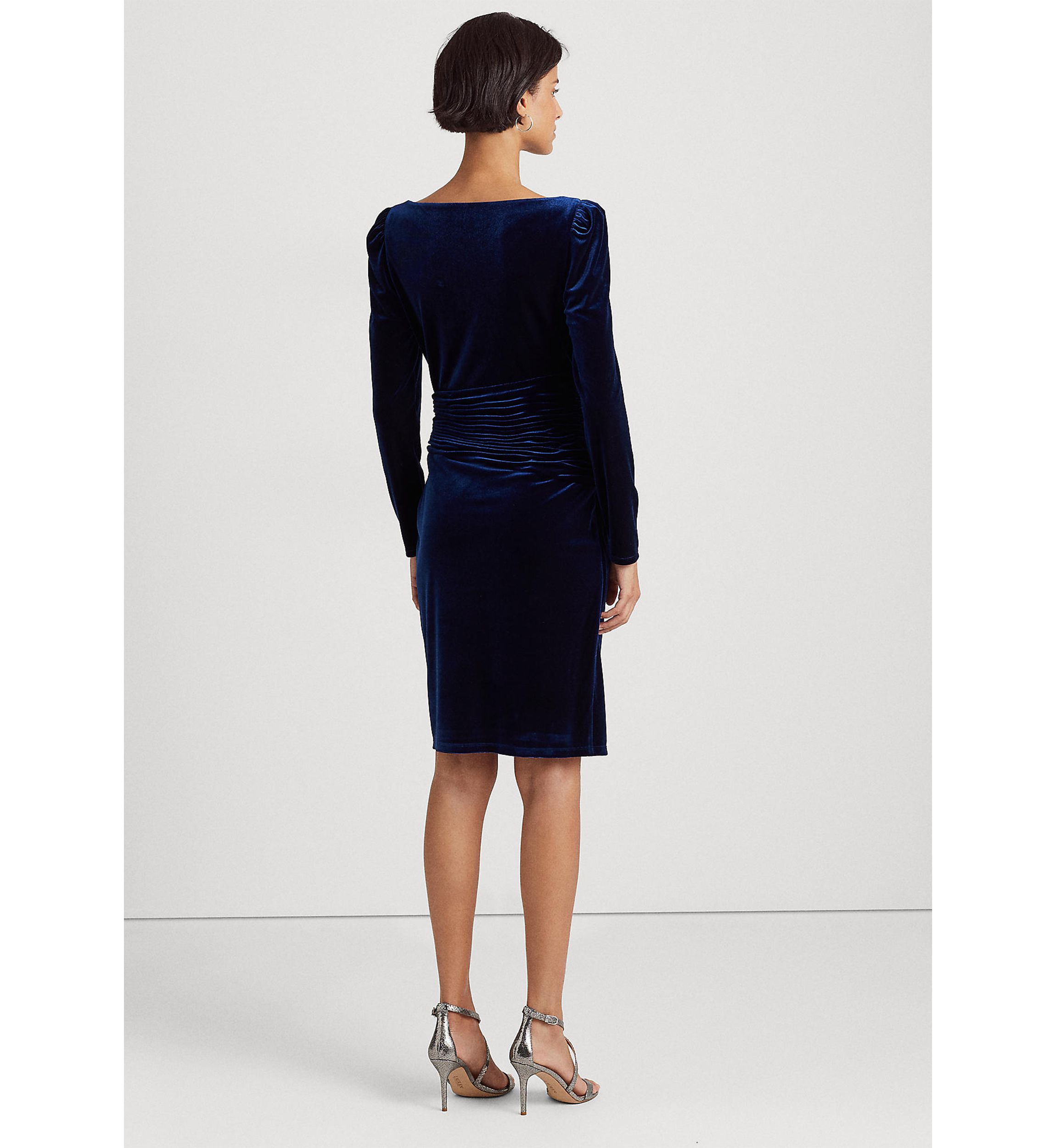 Velvet Puff-Sleeve Cocktail Dress