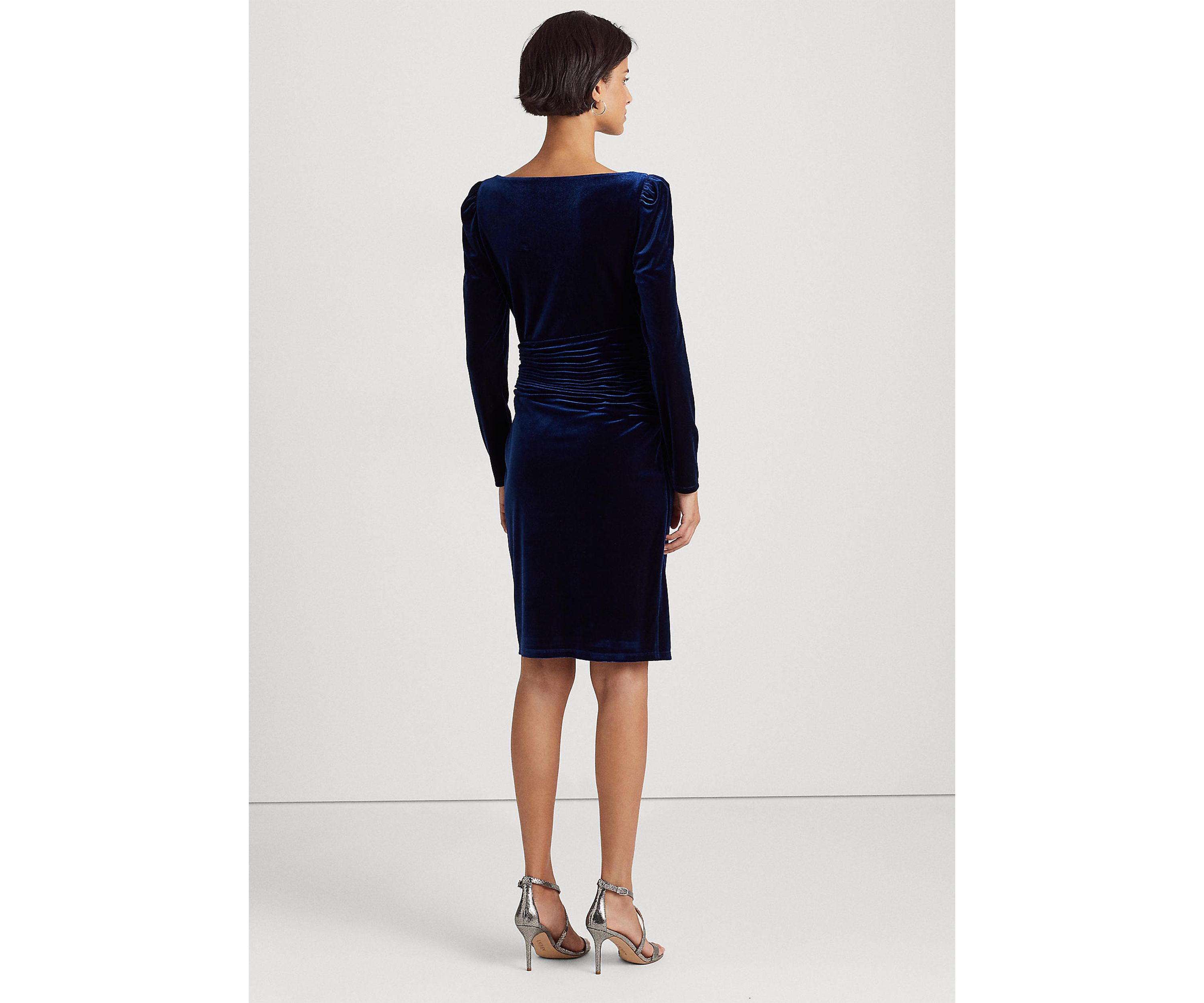 Velvet Puff-Sleeve Cocktail Dress