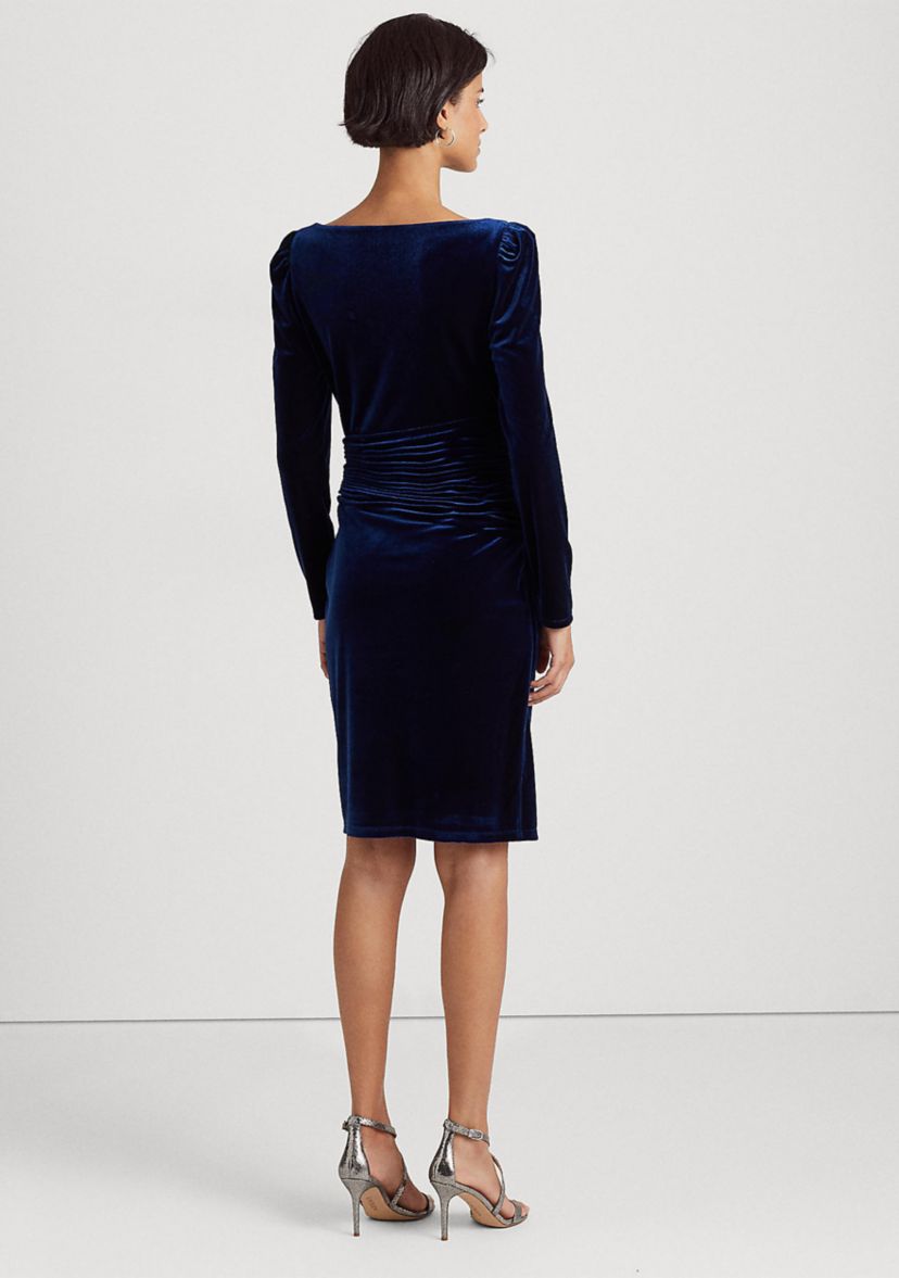 Velvet Puff-Sleeve Cocktail Dress