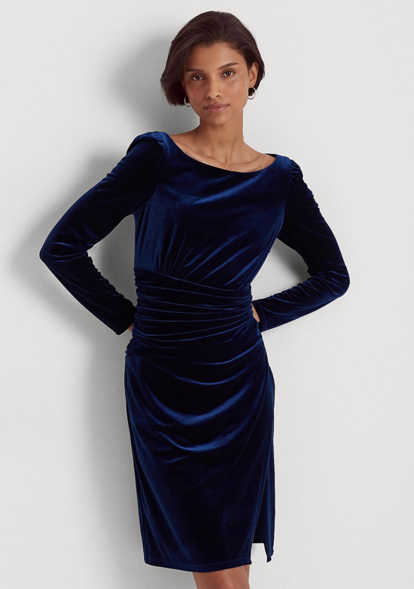 Velvet Puff-Sleeve Cocktail Dress