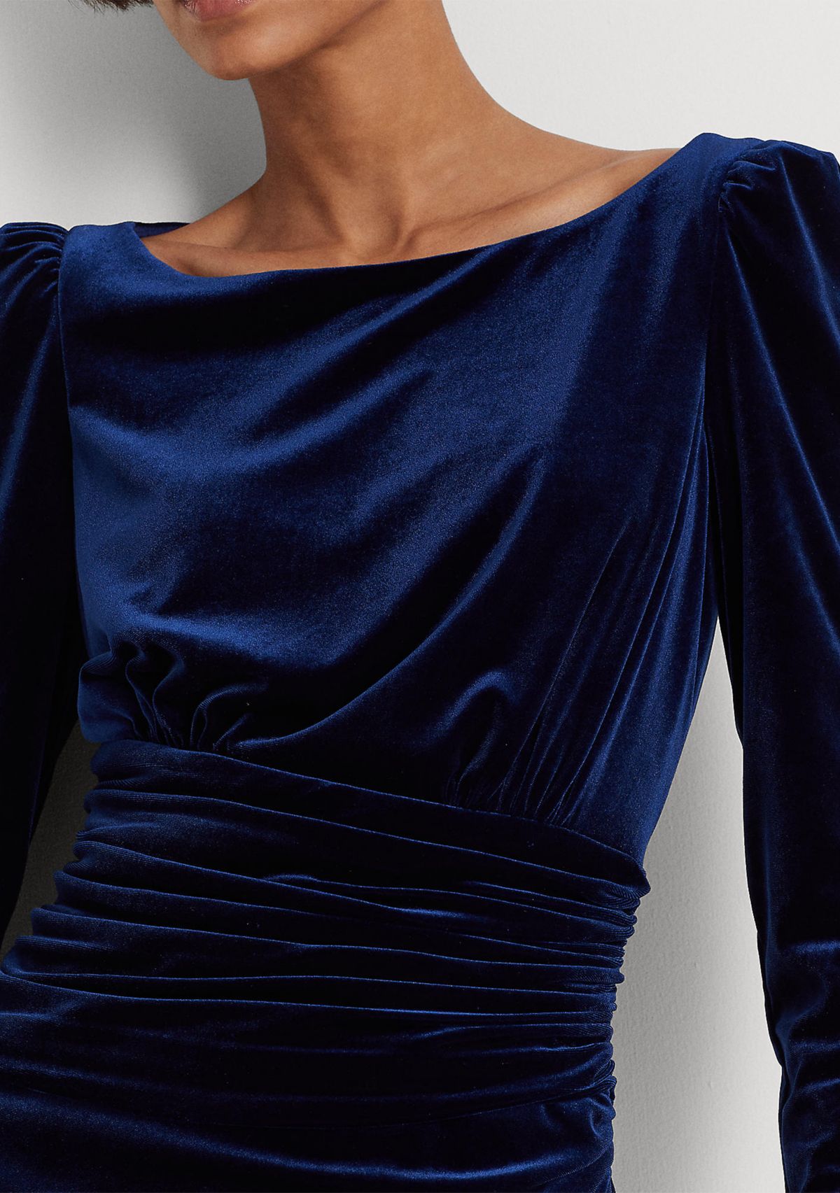 Velvet Puff-Sleeve Cocktail Dress