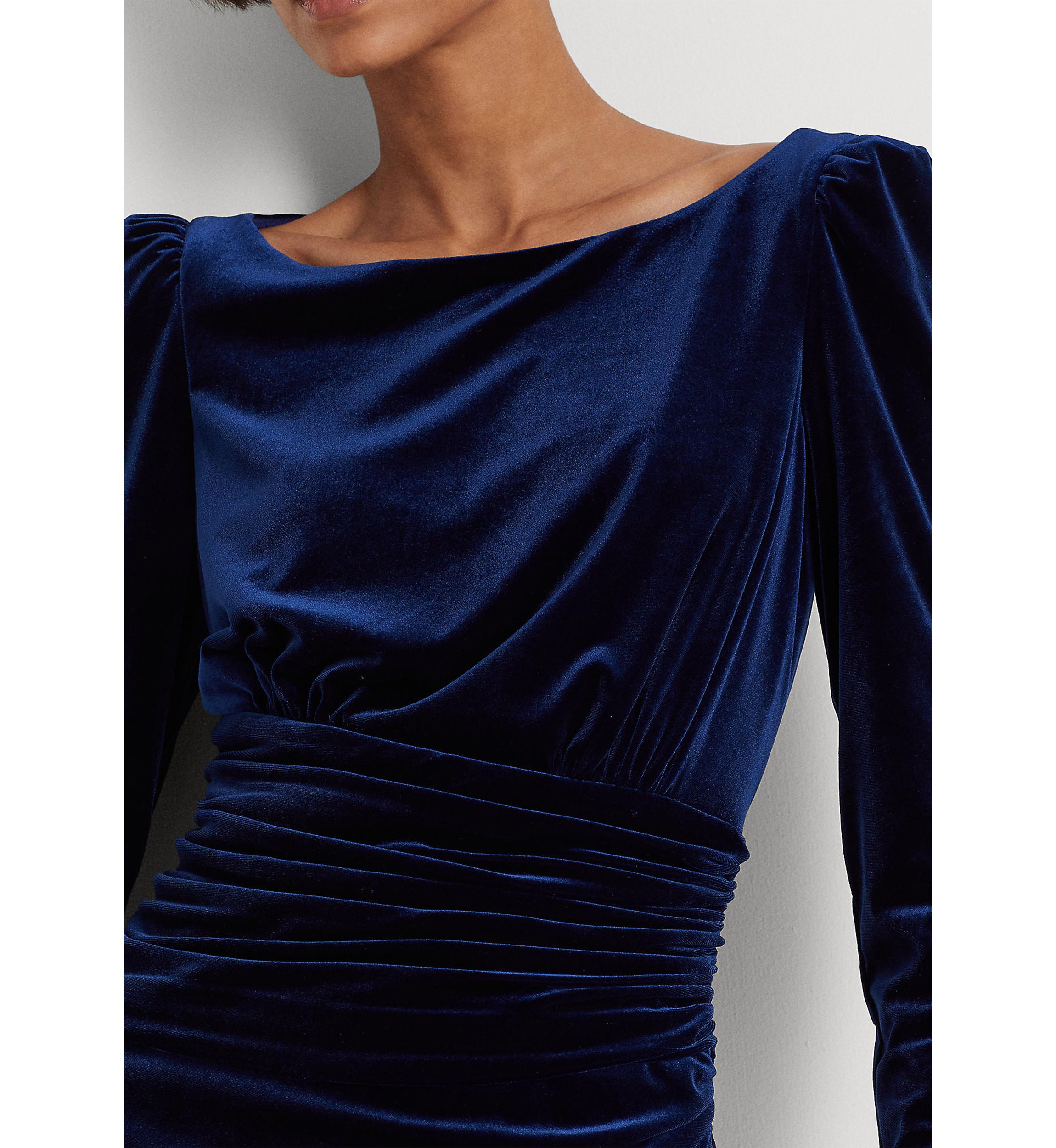Velvet Puff-Sleeve Cocktail Dress